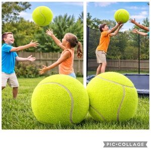 2 PACK GIANT 9.5” INFLATABLE TENNIS BALLS 🎾🎾 FUN FOR KIDS AND DOGS
